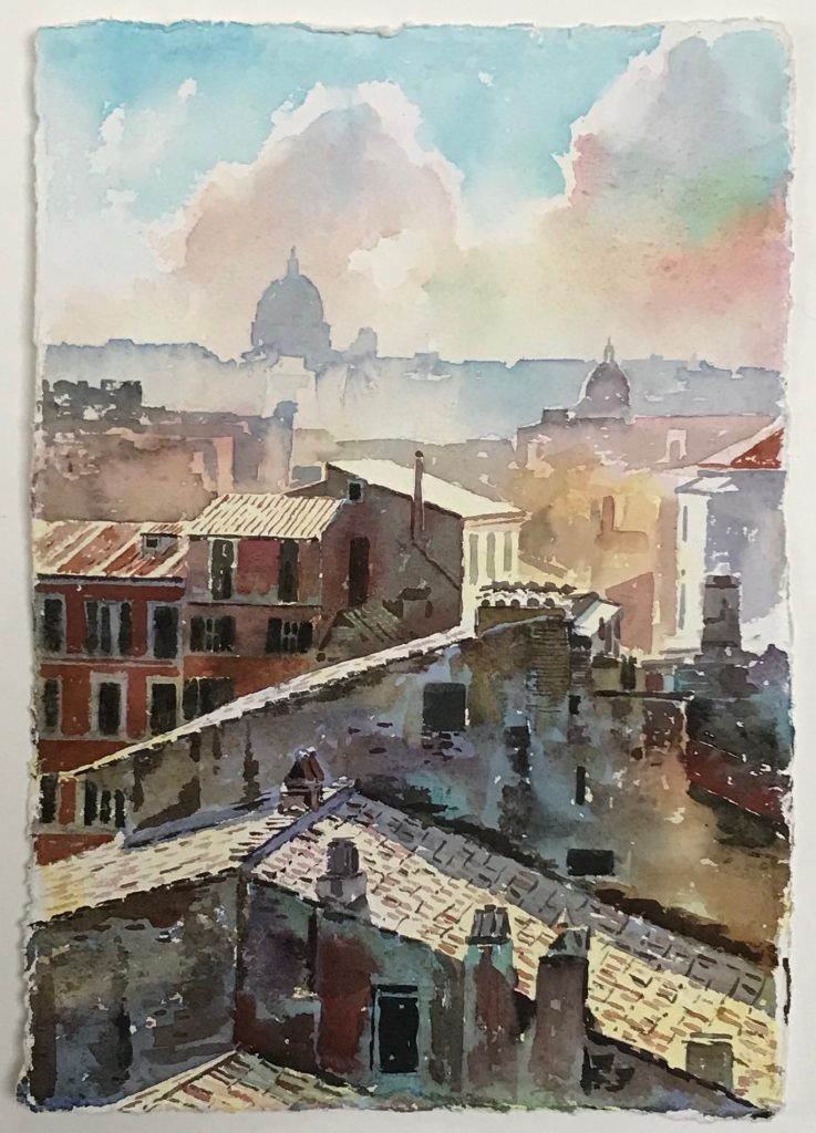 Painting of Rooftops in Rome
