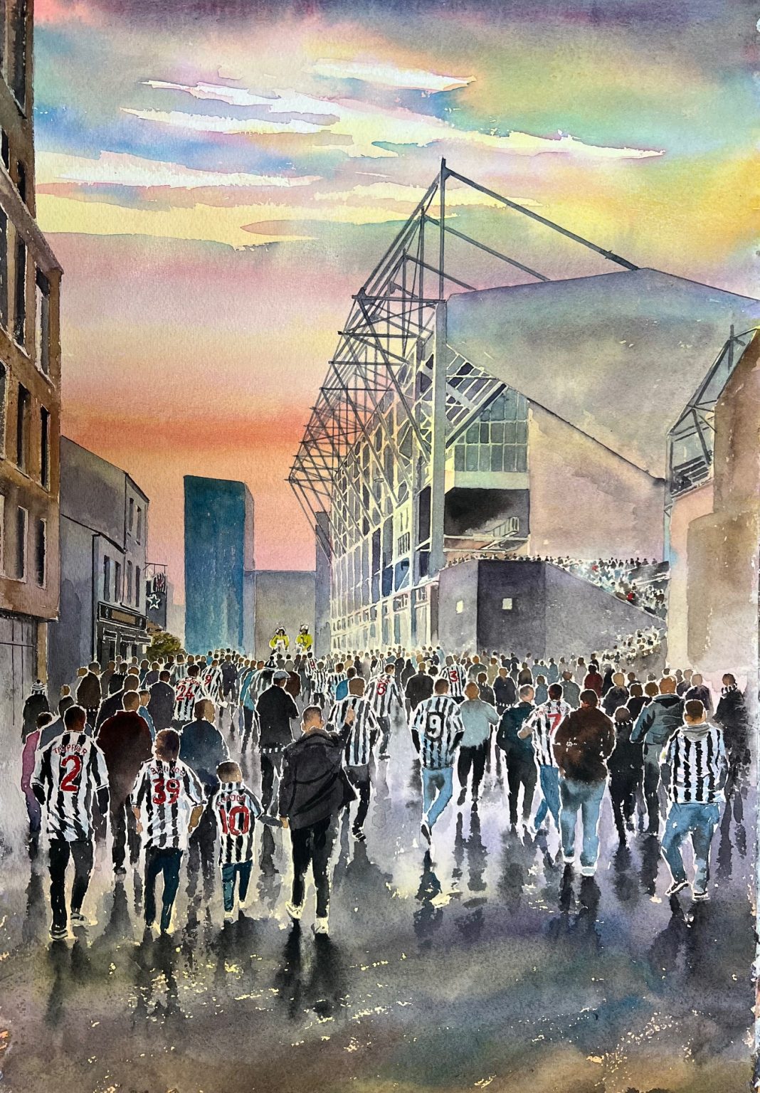 Black & White Army - Alan Reed Art NUFC fans going to the match